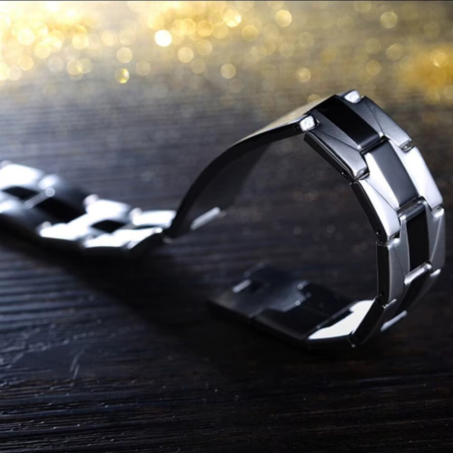 VQYSKO Armband, Edelstahl, schwarz-weiß, Geometrie, 9mm, Unisex - Bild 3