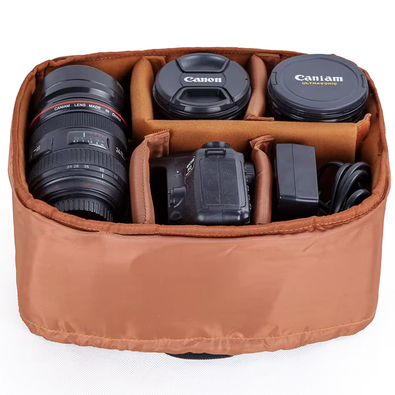 QISEMIAN DSLR-Kamera Innentasche Handtasche zum Kameraschutz, Farbe: Braun - Bild 4