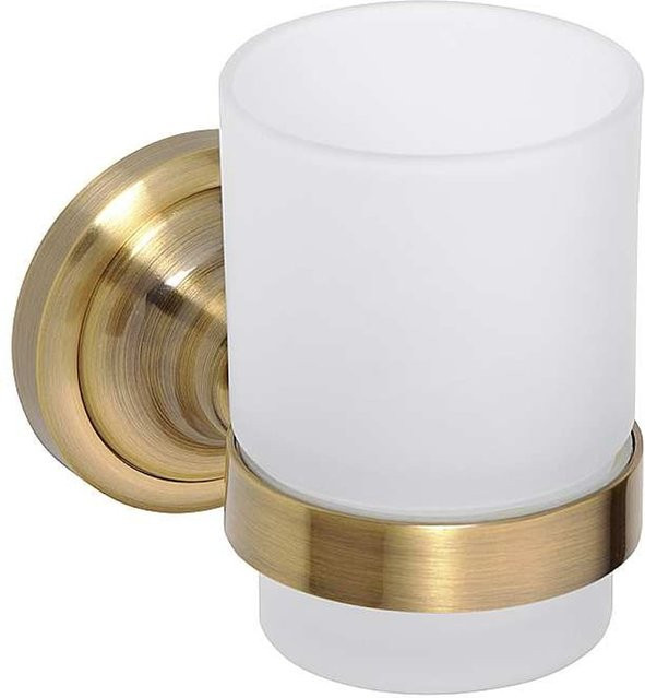 Brillantbad BETRO Glashalter aus Messing in Bronze für Bad und WC zur Wandmontage durch Bohren, B/T/H: 7,0 x 9,5 x 11,5 cm - Bild 1