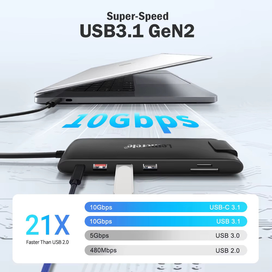 Lemorele 4K USB-C Dockingstation mit Dual HDMI, VGA, Gigabit Ethernet und SD-Kartenleser für Windows und MacBook Air - Bild 5