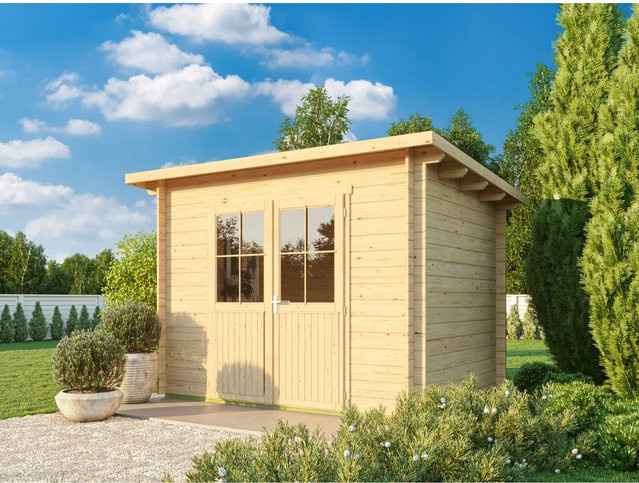Fjordholz Gartenhaus Ezra 2D Pultdach in Grau, imprägniertes Holz - Bild 1