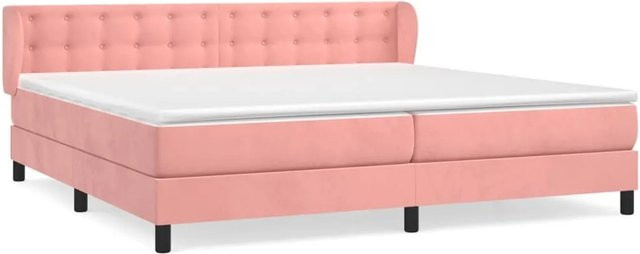 vidaXL Boxspringbett mit Matratze in Rosa, Hybrid-Design mit Samtbezug und Taschenfederkern, B/T/H: 200 x 200 x 78 cm - Bild 1