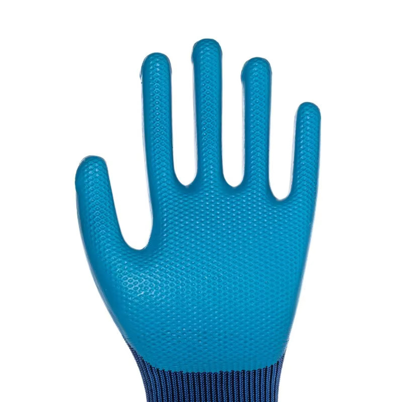 Verschleißfeste Latex-Arbeitshandschuhe mit Prägung in Blau, Größe M - Bild 3