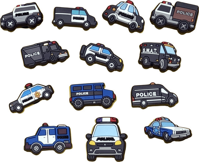 Happye&TiTi Charms, Cartoon Fahrzeuge Polizei Auto, 13 Stück - Bild 1