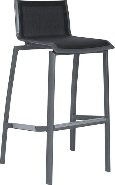 Stern Barstuhl Allround aus Aluminium in Graphit mit silbergrauem Textilsitz, stapelbar - Bild 1