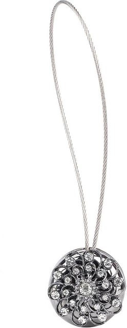 Magnetischer Vorhanghalter von CosyHome aus Legierung mit Strass-Dekoration in Weiß und Silber - Bild 1