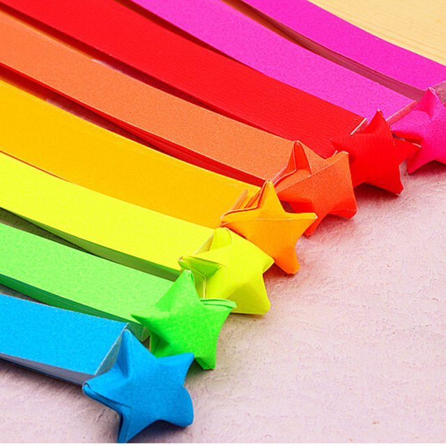Buntes Origami-Faltpapier Set für Glücksstern DIY Bastelarbeiten in 10 Farben, doppelseitig und matt - Bild 1