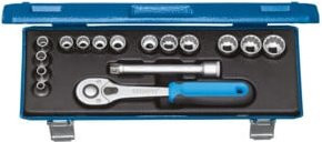 Gedore D 30 JMU-10 Steckschlüssel-Satz 3/8 Zoll, 16-teilig, Chrome Vanadium, Blau - Bild 1