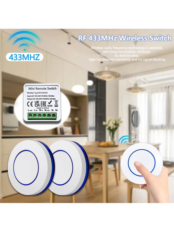 AXUS 433 MHz Relais Empfänger Modul mit Fernbedienung für Smart Home, Drahtloser Lichtschalter in Weiß - Bild 6