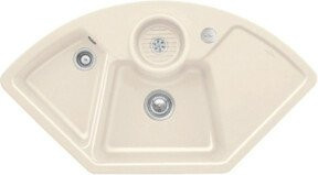 Villeroy & Boch Eckspüle Solo mit Ablaufgarnitur und Exzenter in Crema CeramicPlus, Beige - Bild 1