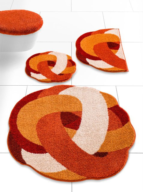 Runde Badematte aus Polyacryl in Beige, schnelltrocknend und rutschfest, fußbodenheizunggeeignet - Bild 1