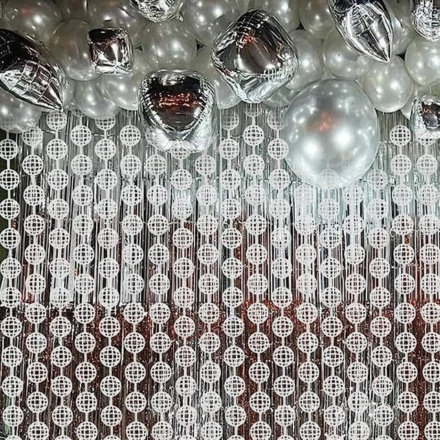 ZQNYCY Folienvorhang Silber mit geometrischem Pailletten-Design für Party, Hochzeit und Geburtstag - Bild 1
