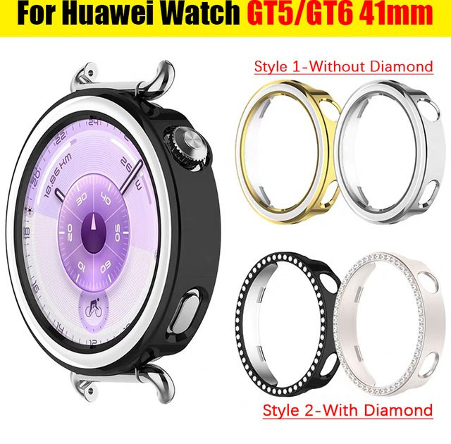 FancyWrist Diamond Case für Huawei Watch GT6 41 mm und Huawei Band GT5 41 mm Smartwatch Bumper für Damen in Silber - Bild 1