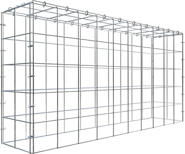Gabiona C-Ring Anbaukorb Typ 3 in Silbergrau, Maschenweite 10 x 10 cm, B/T/H: 50 x 100 x 20 cm - Bild 1