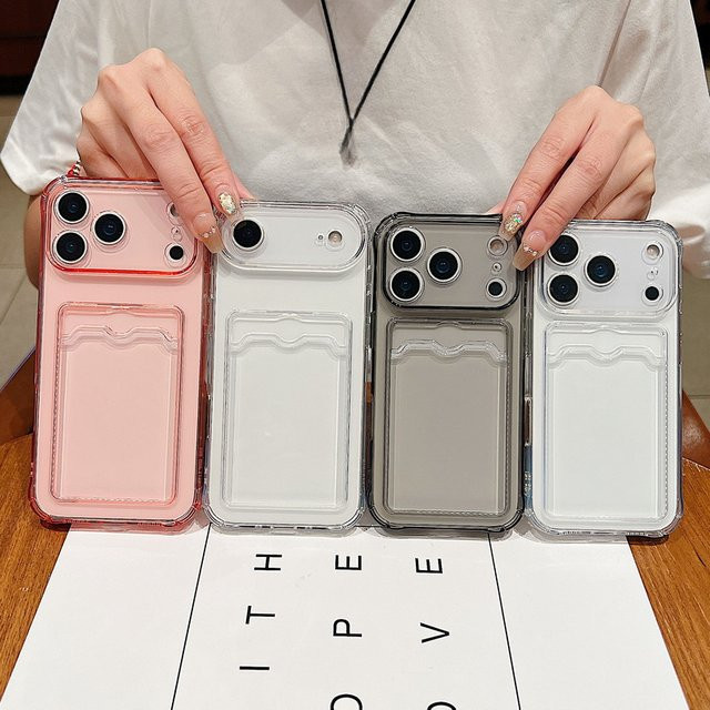Stoßfeste transparente Silikon Handyhülle mit Kartensteckplatz für Apple iPhone 17 Pro Max, 16, 15, 14, 13, 12 Pro aus weichem TPU - Bild 1