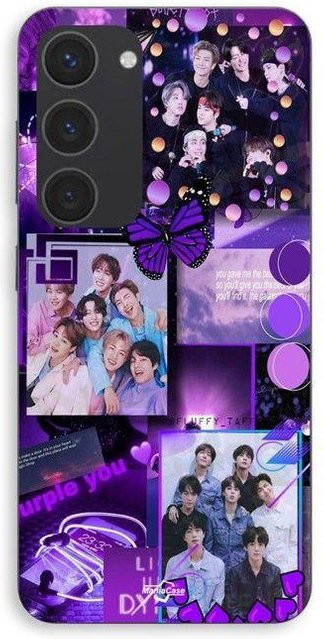 MANIACASE Silikon Handyhülle für Samsung Galaxy S23 im BTS lila Konzept in Schwarz und Lila - Bild 1