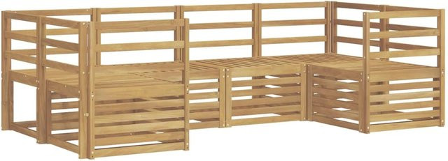 vidaXL Outdoor-Sofagarnitur 6-teilig aus Massivholz Akazie in Weiß mit L-Form und Latten-Design, B/T/H: 245 x 126,5 x 73 cm - Bild 1