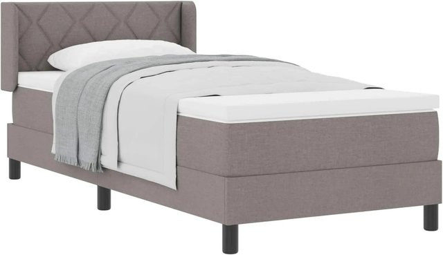 vidaXL Boxspringbett mit Matratze und Kopfteil in Taupe, Hybridbett aus Stoff und Holz, B/T: 90 x 190 cm - Bild 1