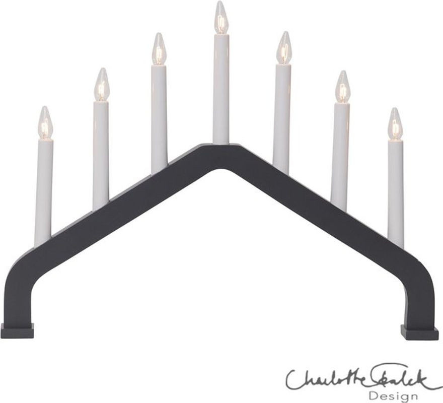 Star Trading 7-flammiger Kerzenbogen in Anthrazit mit warmweißem Licht, skandinavisches Design aus Holz und Kunststoff für deine Weihnachtsdekoration - Bild 1