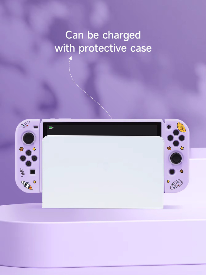 Nintendo Switch OLED Schutzhülle mit abnehmbaren Joy-Con Handschuhen in Lila - Bild 2