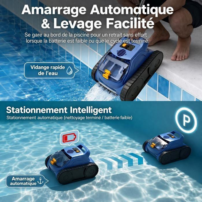Kabelloser Poolroboter Blau mit 180 Min. Akkulaufzeit und 200 m² Reinigungsleistung für Boden, Wände und Wasserkante - Bild 2