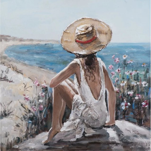 Art Universe Leinwandbild Blick aufs Meer Modern Quadratisch Blau Multicolour B/H: 100 x 100 cm - Bild 1