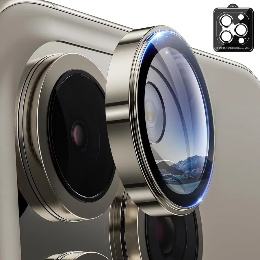 2-3 Stück Metall-Kameraobjektivschutz für Apple iPhone 15 Pro Max und iPhone 15 Pro mit 9H-Glas-Kameraabdeckung in Silber - Bild 2