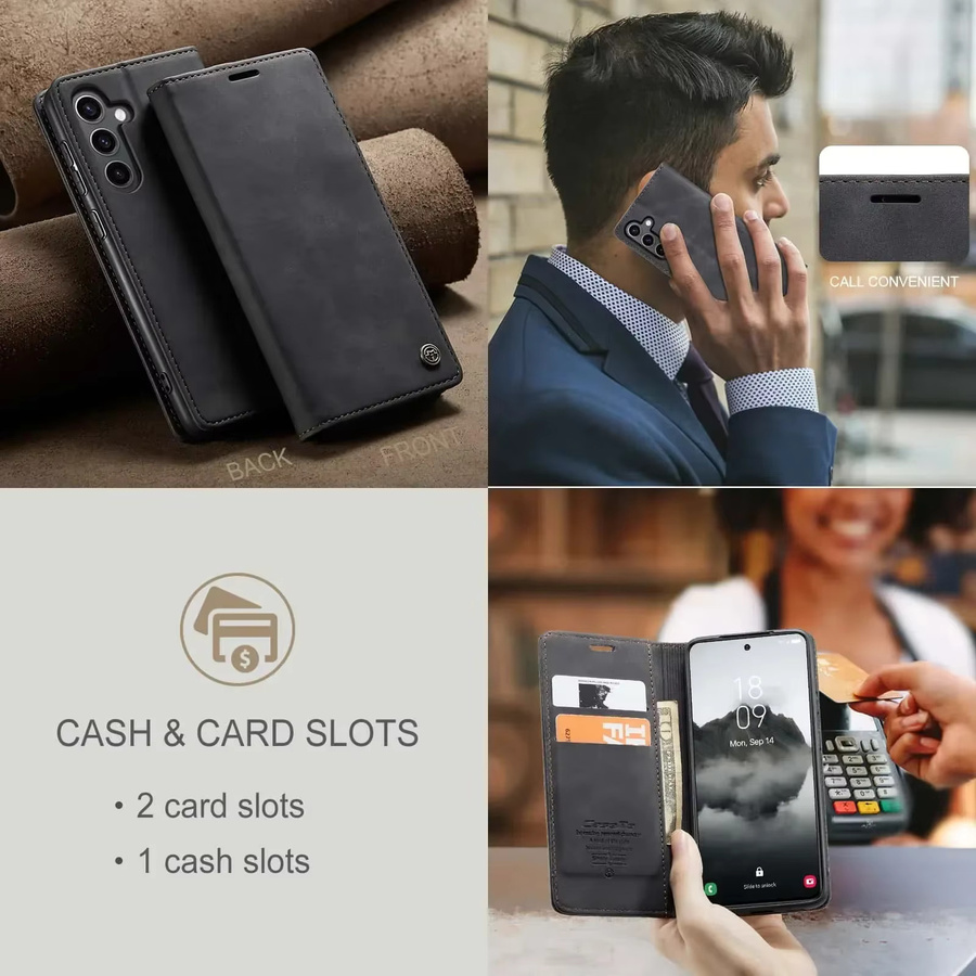 Rote Flip-Lederhülle als Brieftaschen-Cover für Samsung Galaxy S25 S26 Ultra S24 Ultra S23 FE S22 S21 S20 Plus A17 A16 A36 A56 A15 A55 A35 - Bild 5