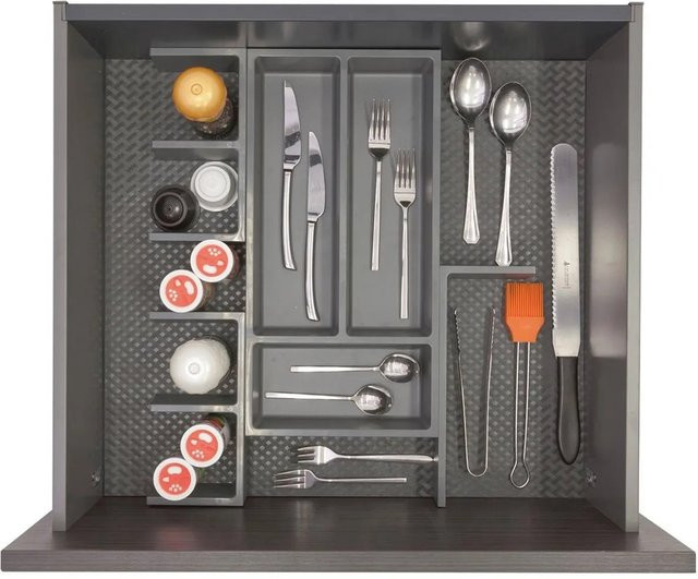 Ninka Besteckeinsatz mit Trenner Basis-Set 1 aus Kunststoff in Dunkelgrau, Tiefe: 55 cm - Bild 1