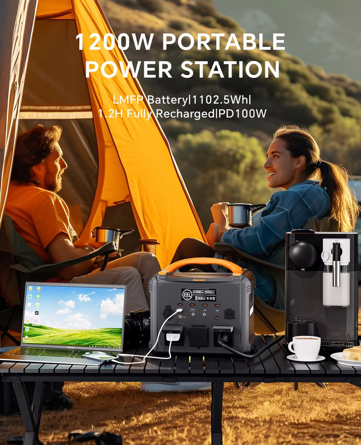Newsmy S1210 Tragbare Powerstation 1200W Solargenerator mit 1102,5Wh LMFP-Batterie für Camping und Outdoor - Bild 5