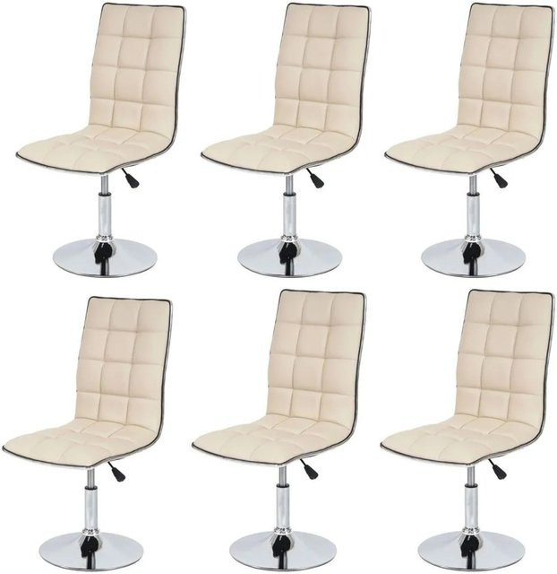 6er-Set MCW Esszimmerstühle C41 in Beige aus Kunstleder und Metall, drehbar und höhenverstellbar - Bild 2