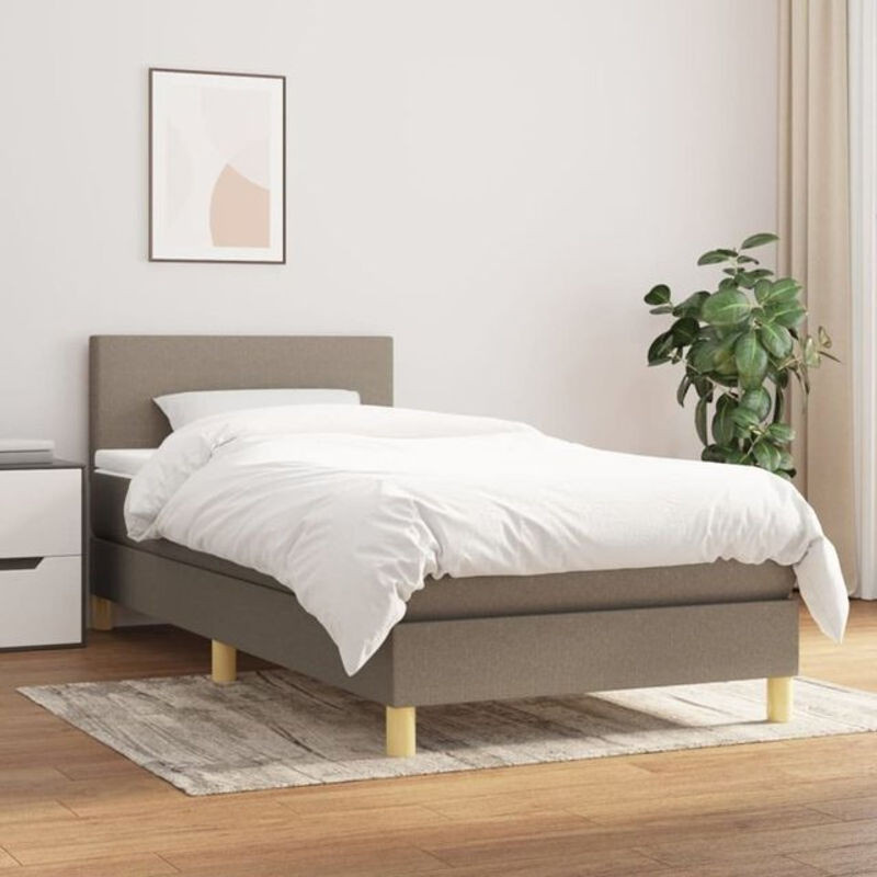 vidaxl Boxspringbett mit Matratze in Taupe meliert aus Stoff und Holzwerkstoff, B/T/H: 200 x 80 x 78 cm - Bild 1