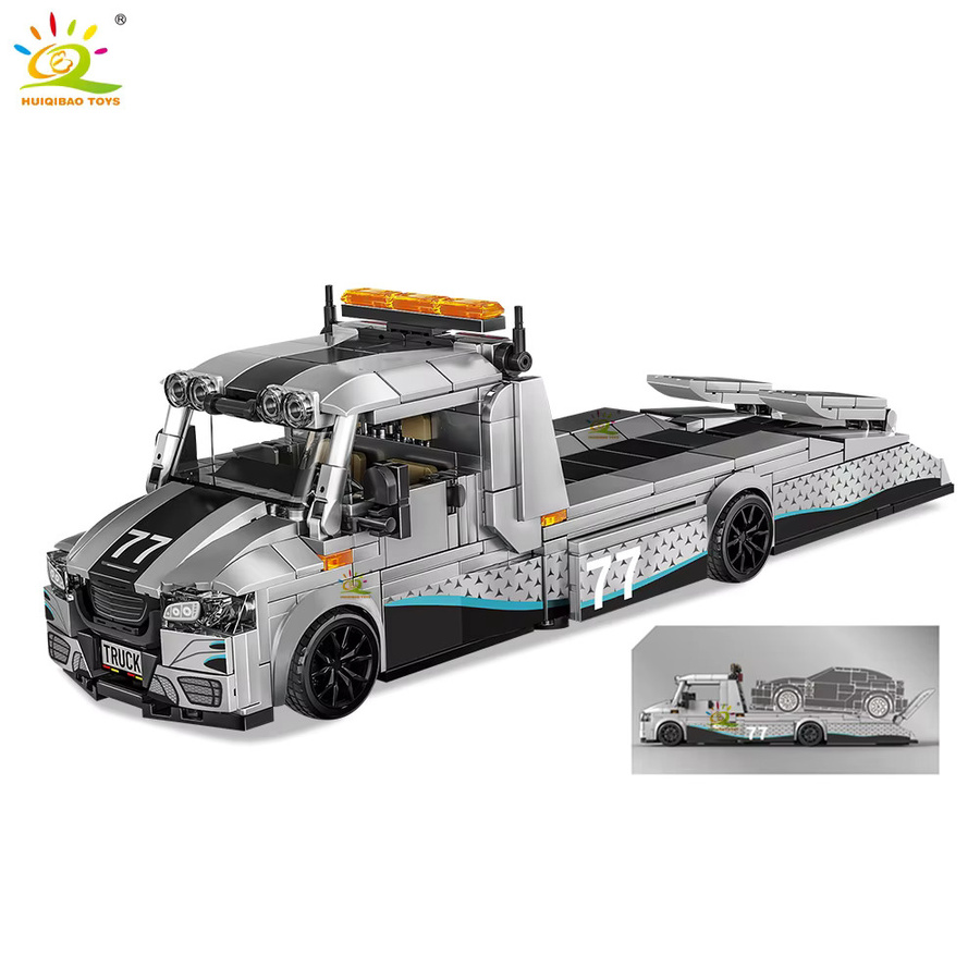 HUIQIBAO Abschleppwagen Modellbausatz, Stadtanhänger, Bausteine Spielzeug - Bild 4