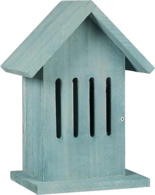 Relaxdays Schmetterlingshaus aus Holz in Türkis mit Haken, B/T/H: 25,5 x 18,5 x 12 cm - Bild 1