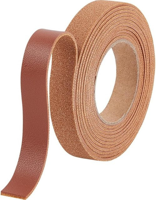 Lederriemen mit Litschi-Muster in Braun, 1 Rolle, Breite: 12,5 mm, Länge: 2 m, flaches Kunstlederband mit genarbter Struktur und geflochtenen Fäden - Bild 1