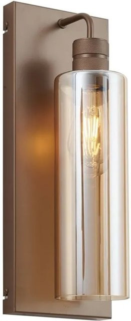 QAZQA Hotel Chic Wandleuchte Stavelot in Dunkelbronze mit bernsteinfarbenem Glas - Bild 1