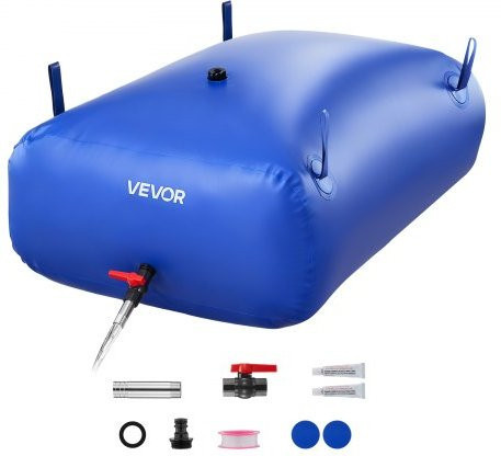 VEVOR Wasserbehälter faltbar 330 l, tragbarer Wasserbeutel aus verschleißfestem 1000D PVC, blau - Bild 1