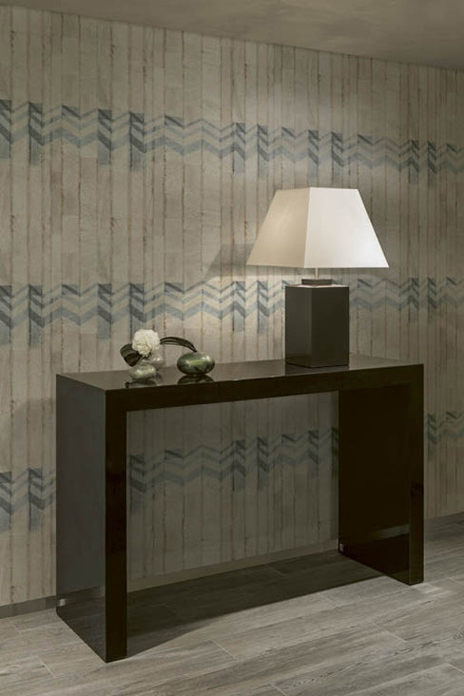 Armani Casa Tapete Kensington in Beige und Grau mit geometrischem Abstract-Design aus Vinyl - Bild 1