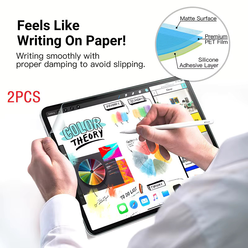 2er-Pack Matte PET-Displayschutzfolie im Papiergefühl für Apple iPad Pro 12,9 Zoll, Transparent - Bild 5