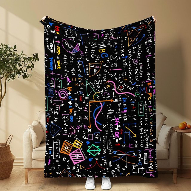 Weiche Fleece-Decke mit mathematischem Digitaldruck aus Polyester in Schwarz, B/B: 75 x 90 cm - Bild 1