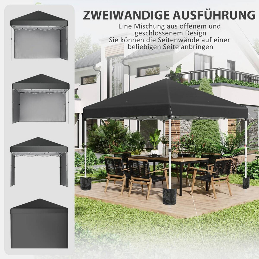 Outsunny Faltpavillon Schwarz aus Polyester und Stahl mit Tragetasche B/T/H: 297 x 297 x 274 cm - Bild 3