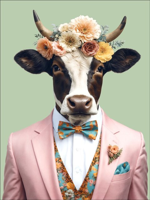 Keilrahmenbild CRAZY COW von PRO ART, mehrfarbig bunt, B/H: 84,0 x 116,0 cm - Bild 1