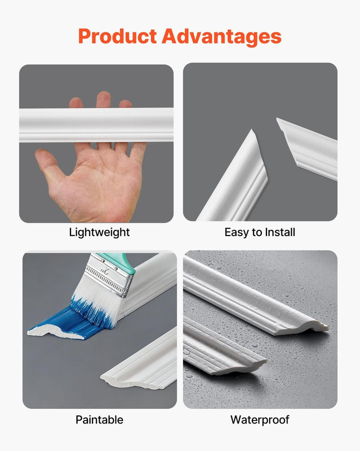 Buying Solutions, MB Wandleisten 6er-Pack aus Polystyrol in Weiß, überstreichbare Wandverkleidungsplatten für die Innenraumdekoration - Bild 2