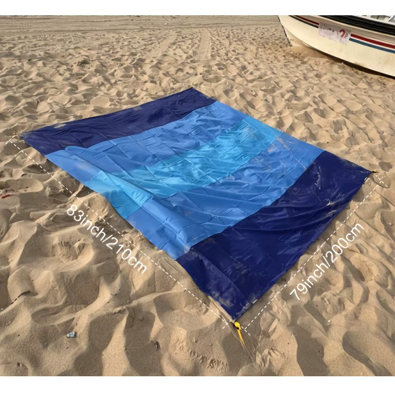 VIKAMA Strandmatte blau maritime, sand- und wasserdichte Picknickmatte zum Faltbar für Strand, Camping und Outdoor, B/T: 90 x 60 cm - Bild 3