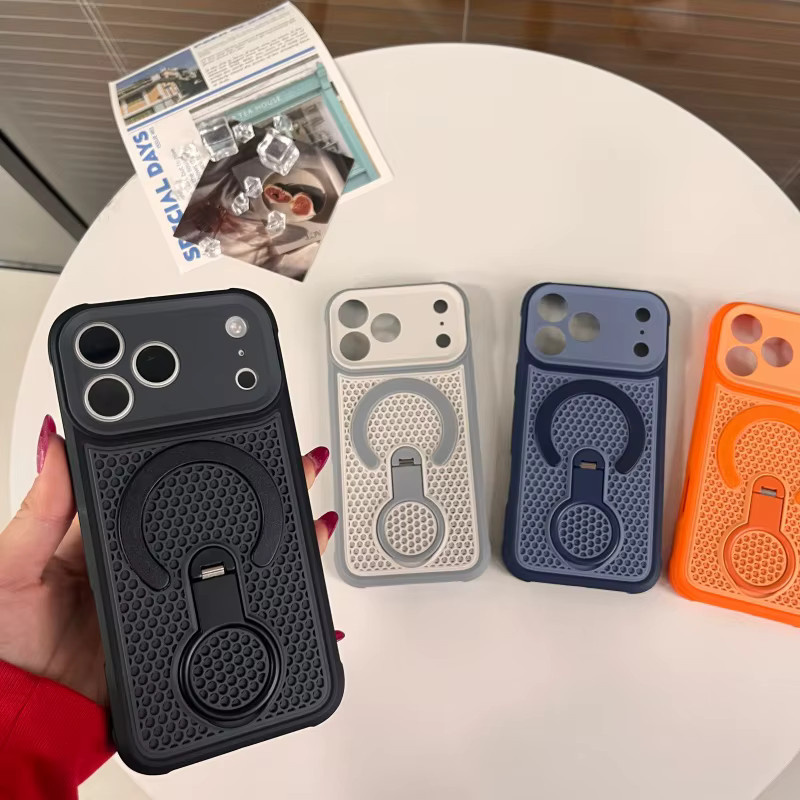 SUNWARD MagSafe Kühlring-Ständer Handyhülle für iPhone mit Wärmeableitung in Orange - Bild 5