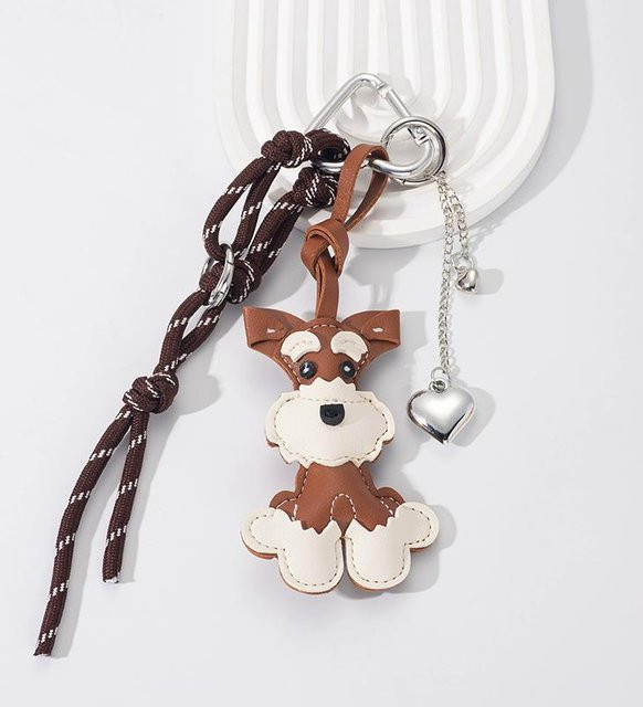Taschenanhänger Leder Hund Schnauzer, schwarz, Unisex - Bild 1