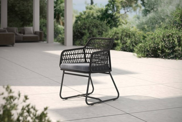OUTFLEXX Verona Diningsessel in Anthrazit aus Aluminium und Rope mit Polstern, B/T/H: 60 x 64 x 83 cm - Bild 1