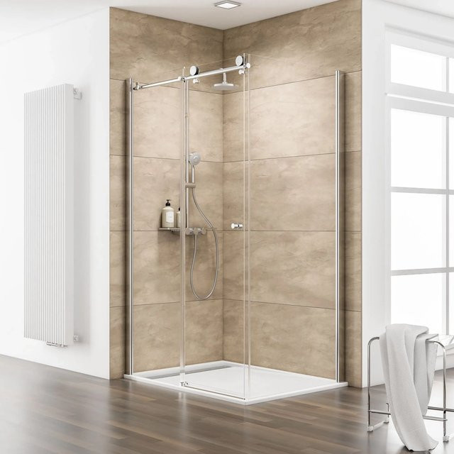 Schulte MasterClass Eckdusche ExpressPlus Set mit Duschwanne, transparent, B/T/H: 120 x 90 x 200 cm - Bild 1