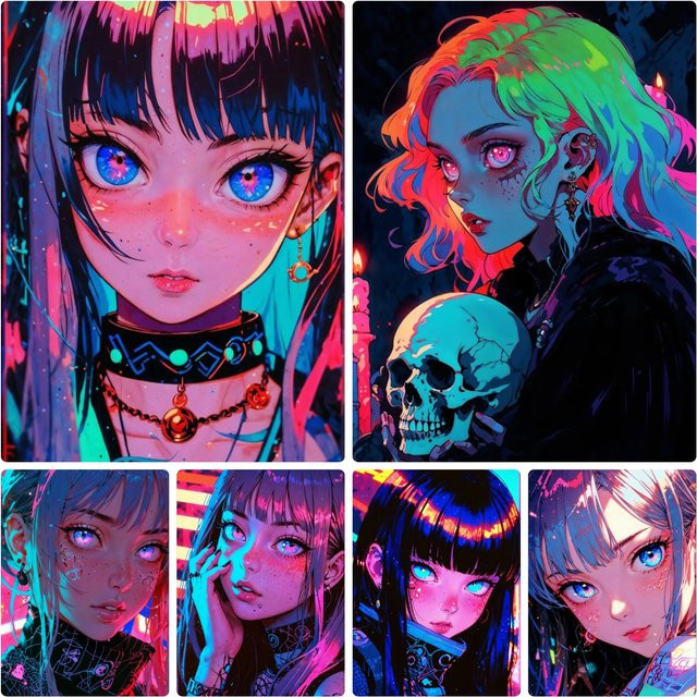 KAYOU Diamantmalerei Wandkunst mit Cartoon-Anime-Mädchen als Poster Druck für deine Wohnzimmer Dekoration, Mehrfarbig, B/H: 30,0 x 20,0 cm - Bild 1