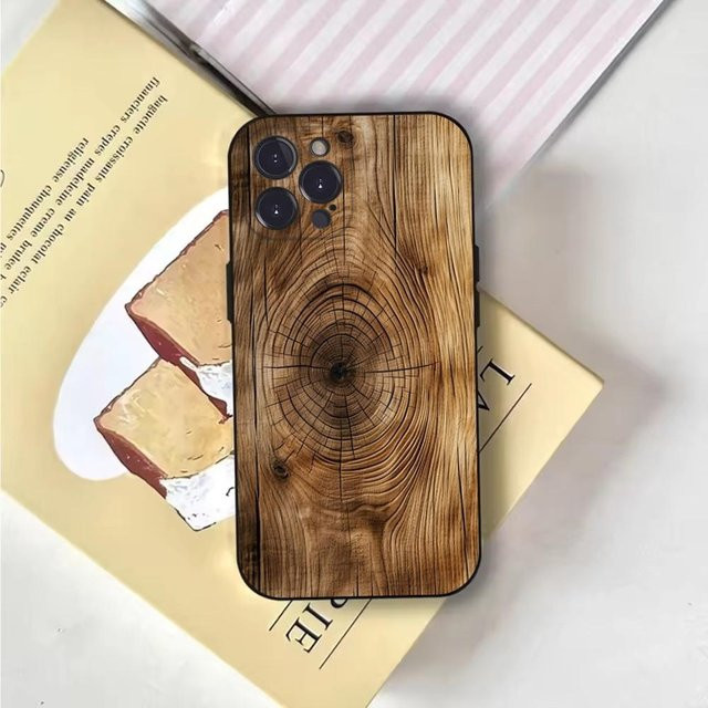 BC Electrical Appliances Handyhülle aus natürlichem Holz für iPhone 16, 15, 14, 13, 12, 11 und weitere Modelle in Schwarz und Braun - Bild 1
